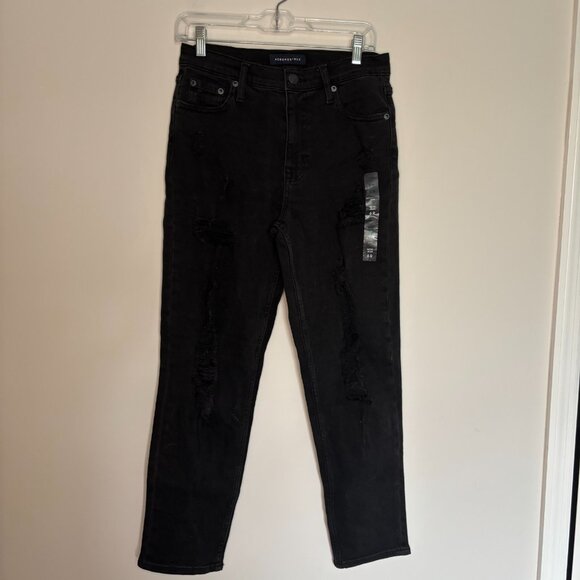 AEROPOSTALE NEW Mom Jean Womens 6R Black Distressed Denim - Picture 5 of 8